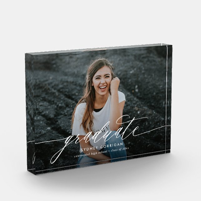 Simple Calligraphy Script Graduation Photo Block (Left)