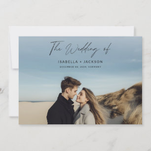 Simple Calligraphy Script Horizontal Photo Wedding Invitation