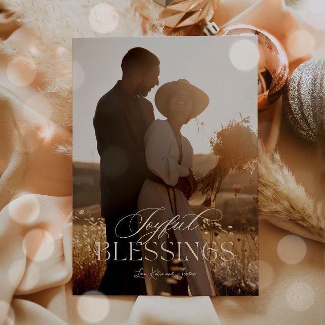 Simple Calligraphy Script Modern Minimalist Photo Holiday Card (Creator Uploaded)