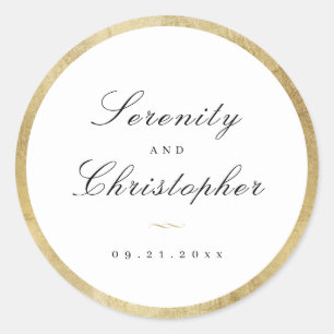 Simple calligraphy script simple wedding favours classic round sticker