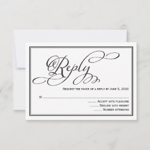 Simple Calligraphy Script Wedding Reply Card