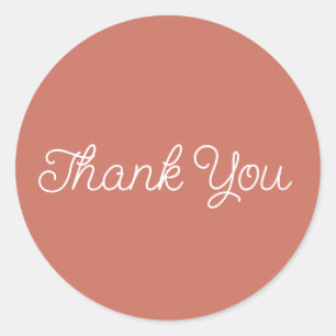 Simple Calligraphy Terracotta Flat Thank You Card Classic Round Sticker