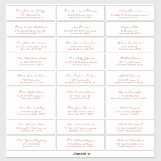 Simple Calligraphy Terracotta Wedding Guest (Sheet)