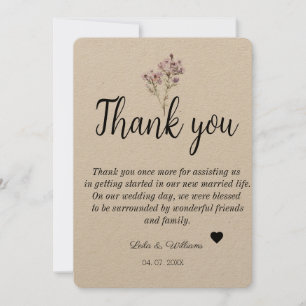 Simple Calligraphy Text Wedding  Thank You Card