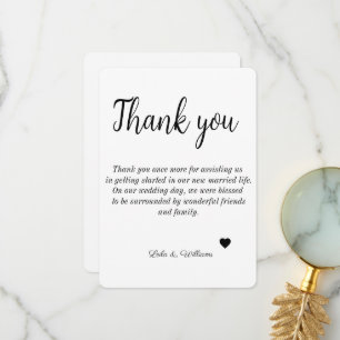 Simple Calligraphy Text Wedding  Thank You Card