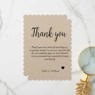 Simple Calligraphy Text Wedding Thank You Card