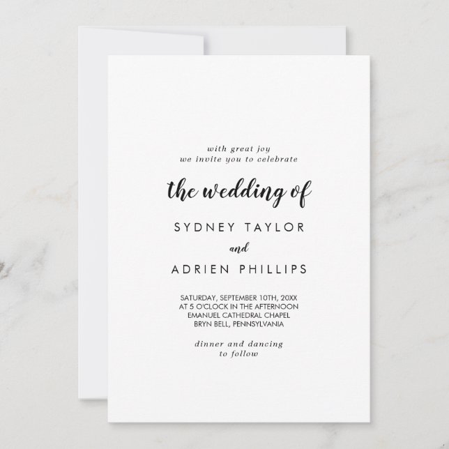 Simple Calligraphy The Wedding Of Invitation (Front)