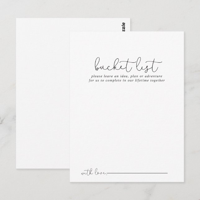 Simple Calligraphy Wedding Bucket List Cards (Front/Back)