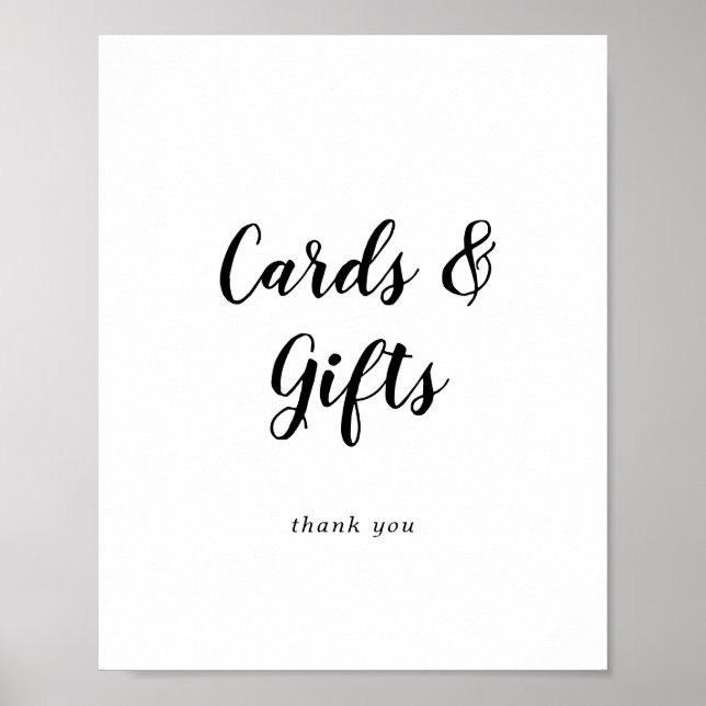 Simple Calligraphy Wedding Cards and Gifts Sign (Front)
