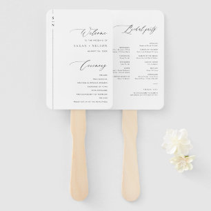 Simple Calligraphy Wedding Program Hand Fan