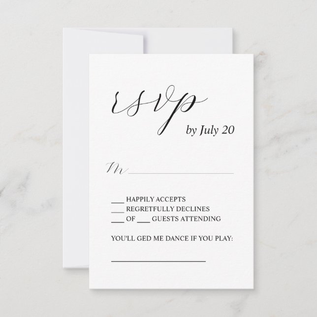 Simple calligraphy wedding rsvp cards  (Front)