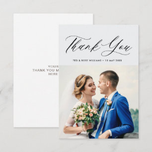 simple calligraphy wedding thank you card