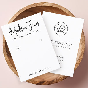 Simple Calligraphy White Earring Display Card