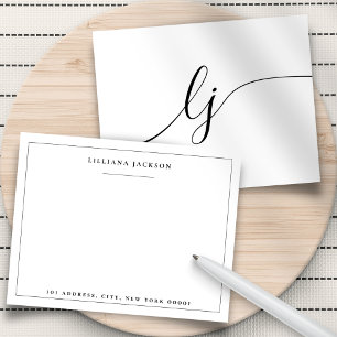 Simple Calligraphy White Personalised Stationery Card