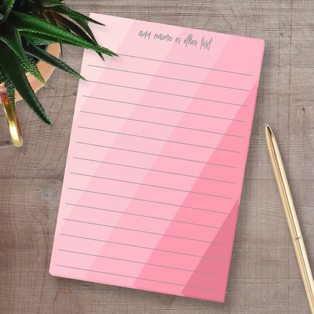 Simple Calligraphy with retro stripes - pink rose Post-it Notes (Custom Post-it Note Pads - Add your name and other text)