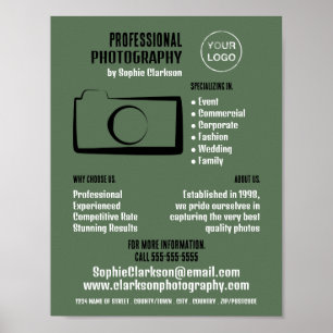 Simple Camera Icon, Photographer, Photography Hire Poster