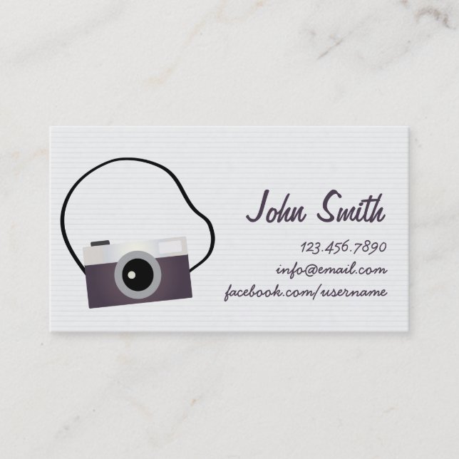 Simple Camera Photographer Business Card (Front)