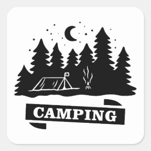 Simple Camping Outdoors camp more worry less Square Sticker