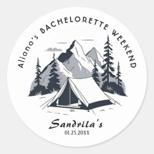 Simple Camping Weekend Bachelorette Party  Classic Round Sticker