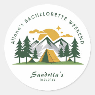 Simple Camping Weekend Bachelorette Party  Classic Round Sticker