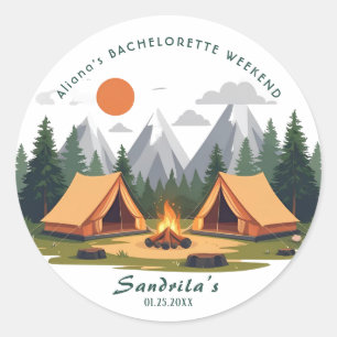 Simple Camping Weekend Bachelorette Party  Classic Round Sticker