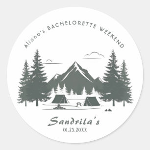 Simple Camping Weekend Bachelorette Party Classic Round Sticker