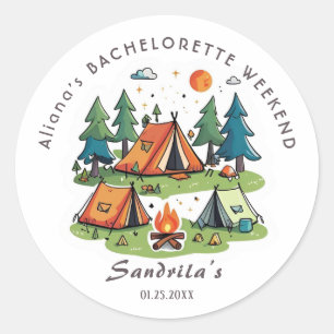 Simple Camping Weekend Bachelorette Party  Classic Round Sticker