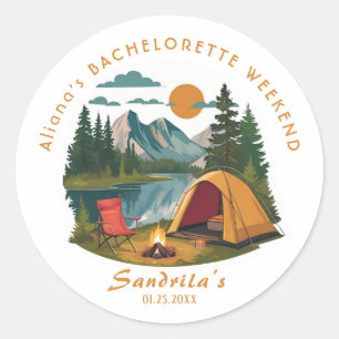 Simple Camping Weekend Bachelorette Party  Classic Round Sticker