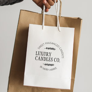 Simple Candle Small Business Logo, Custom Large  Rubber Stamp