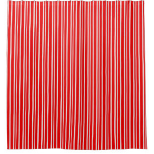 Simple Candy Cane Red & White Stripes Shower Curtain