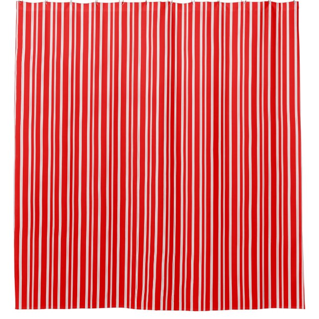 Simple Candy Cane Red & White Stripes Shower Curtain (Front)