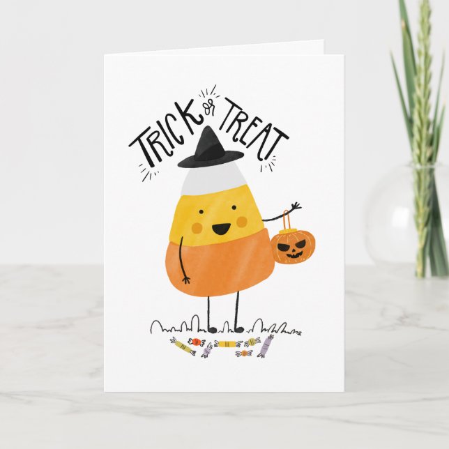 Simple Candy Corn Halloween Greeting Card (Front)