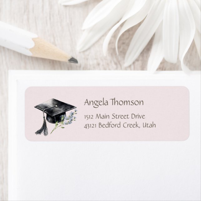 Simple Cap Wildlower Graduation Return Address (Insitu)