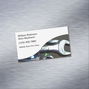 Simple Car Care Mechanic Magnetic Business Card