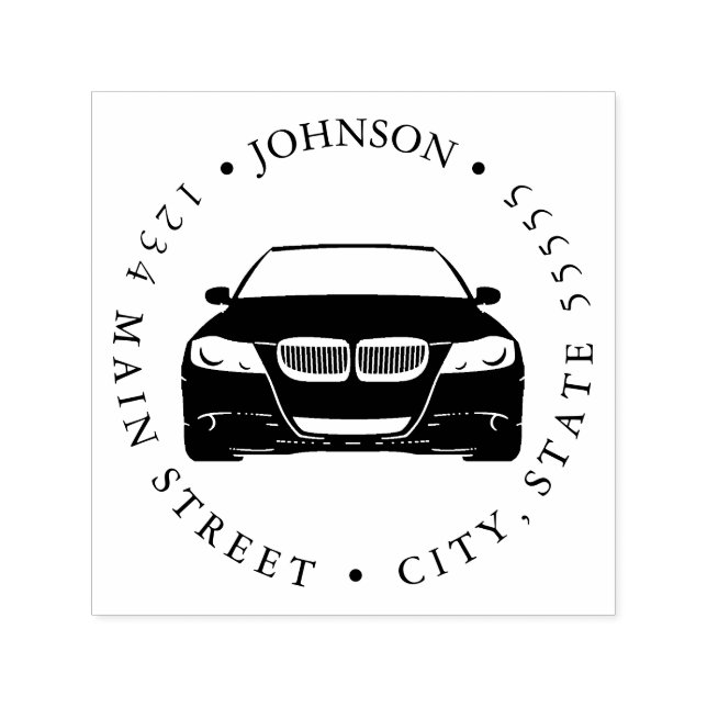 Simple Car Cartoon Illustration Return Label Self-inking Stamp (Design)