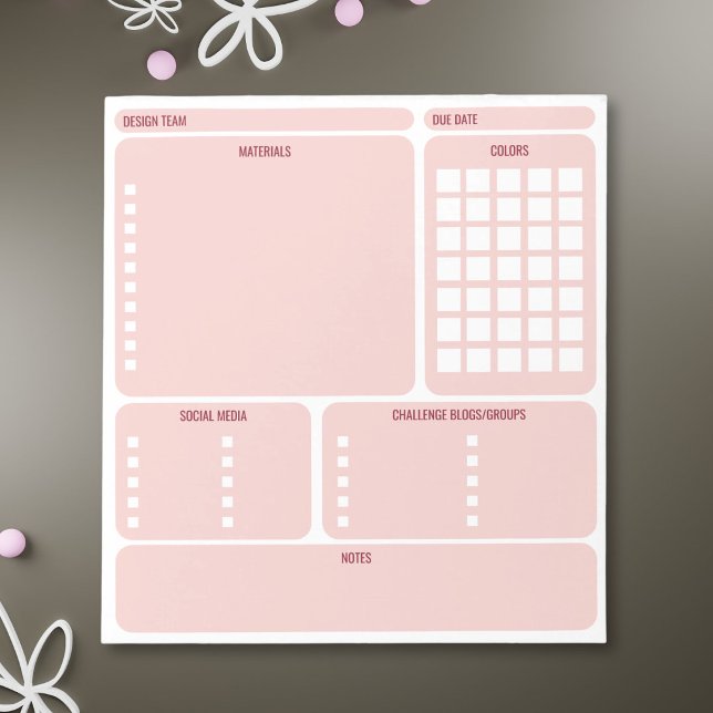 Simple Card Making Design Team Organiser Notepad (Creator Uploaded)