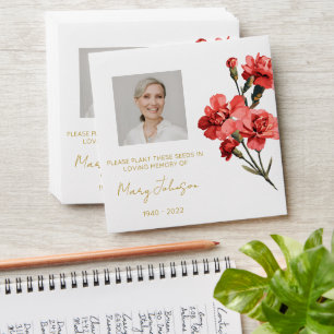 Simple Carnation Photo Funeral Seed Envelope
