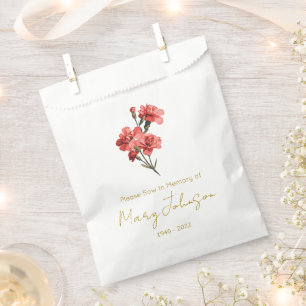 Simple Carnation Seed packet Funeral Favour Bags