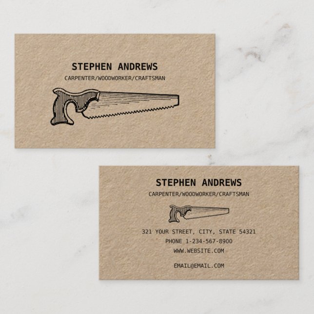 Simple Carpentry Handyman Professional Business Card (Front/Back)