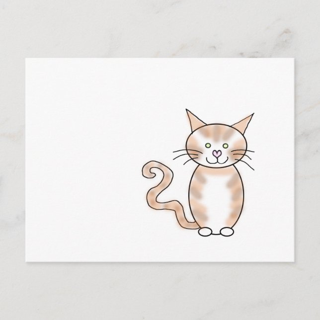 Simple cartoon cat postcard (Front)