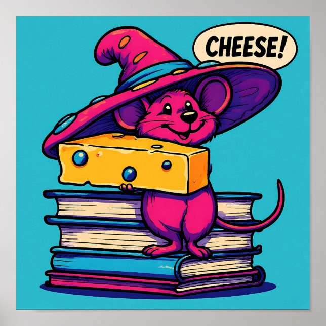 Simple Cartoon Coloring Page: Mirthful Mouse Poster (Front)