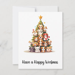 Simple Cartoon Dog Tree Christmas Card