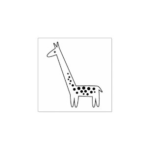 Simple Cartoon Giraffe Rubber Stamp