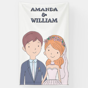Simple, Cartoon-Iike  Spouses Illustration Wedding Banner