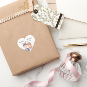 Simple, Cartoon-Iike Spouses Illustration Wedding  Heart Sticker