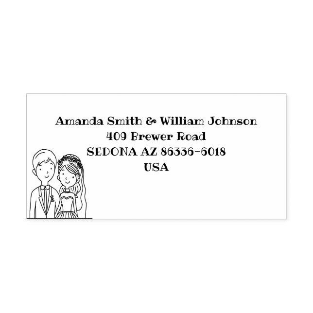 Simple, Cartoon-Iike Spouses Illustration Wedding  Self-inking Stamp (Design)