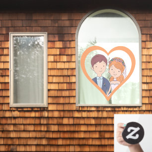 Simple, Cartoon-Iike Spouses Illustration Wedding Window Cling