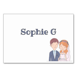 Simple, Cartoon-Iike Spouses Wedding Place Card