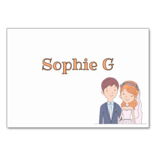 Simple, Cartoon-Iike Spouses Wedding Place Card