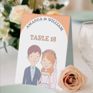 Simple Cartoon-Iike  Spouses  Wedding Table Number